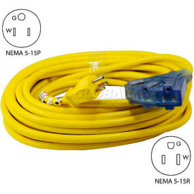 Conntek 20411-050 50-Ft SJTW 12/3 Outdoor Extension Cord with 3- Lighted Outlets NEMA 5-15P/R 20411-050
