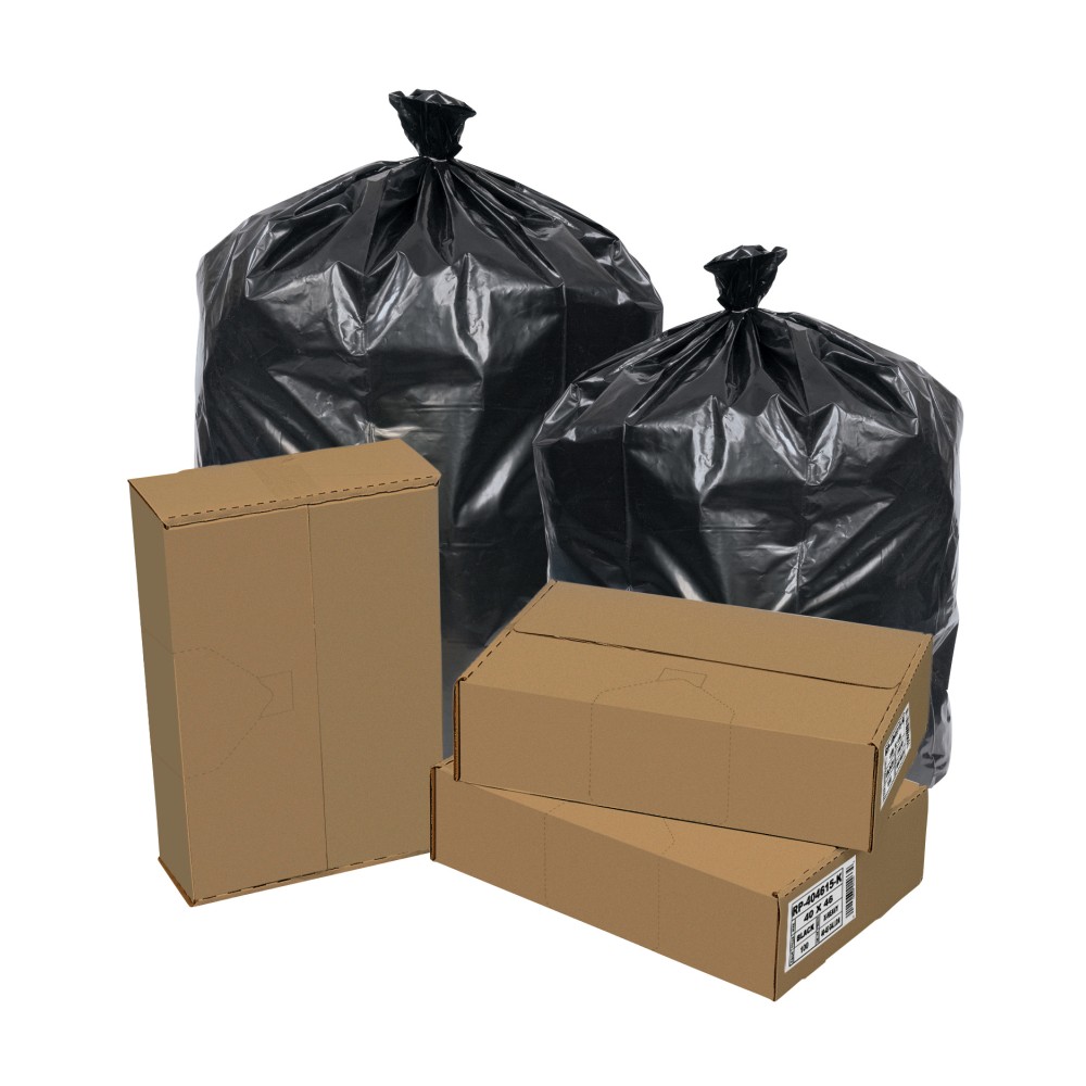 Pitt Plastics Repro Can Liners, 33 Gallon, Black, Carton Of 100 Liners (Min Order Qty 3) MPN:EC333915K