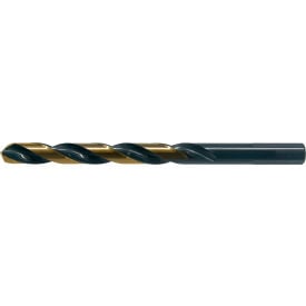 Cle-Line 1878 10.00mm HSS H.D. Black & Gold 135 Split Point 3-Flatted Shank Jobber Length Drill - Pkg Qty 6 C74019