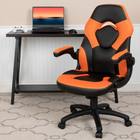 Flash Furniture X10 Racing Style Gaming Chair w/Flip-up Arms LeatherSoft Orange/Black 00095-OR-GGCH-