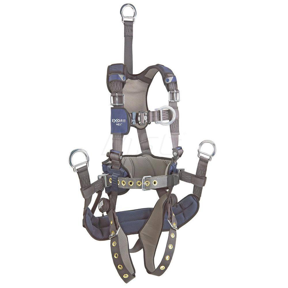 Fall Protection Harnesses: 420 Lb, Vest Style, Size Large, For Climbing Positioning Derrick & Oil Rig, Polyester, Back & Front MPN:7100241700