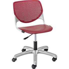 KFI Poly Task Chair with Casters and Perforated Back - Burgundy TK2300-P07