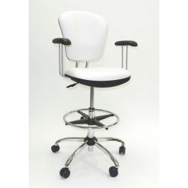 ShopSol Lab Stool with Backrest - Fixed Arms - White 1010296