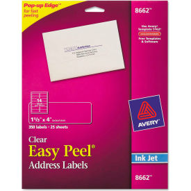 Avery® Easy Peel Inkjet Mailing Labels 1-1/3 x 4 Clear 350/Pack 8662