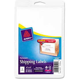 Avery® Laser/Inkjet Shipping Labels w/TrueBlock Technology 4 x 6 White 20/PK AVE5292