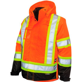 Tough Duck Men's Poly Oxford 5-In-1 Safety Jacket 3XLT Fluorescent Orange S42651-FLOR-3XLT