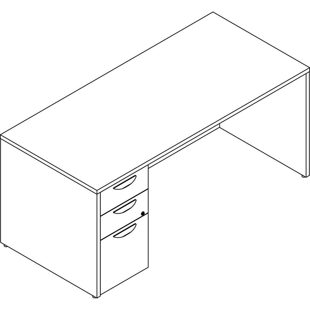 Lorell Prominence 2.0 66inW Left-Pedestal Computer Desk, 95% Recycled, Gray Elm MPN:PD3066LSPGE