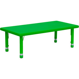 Flash Furniture 24''W x 48''L Rectangle Plastic Height Adjustable Activity Table - Green YCX-001-2-RECT-TBL-GREEN-GGYU-