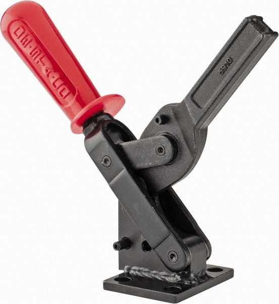 Manual Hold-Down Toggle Clamp: Vertical, 1,600.64 lb Capacity, Solid Bar, Flanged Base MPN:5910