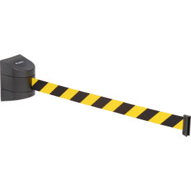 GoVets™ Wall Mount Retractable Belt Barrier Black Case W/30' Black/Yellow Belt 412YB708