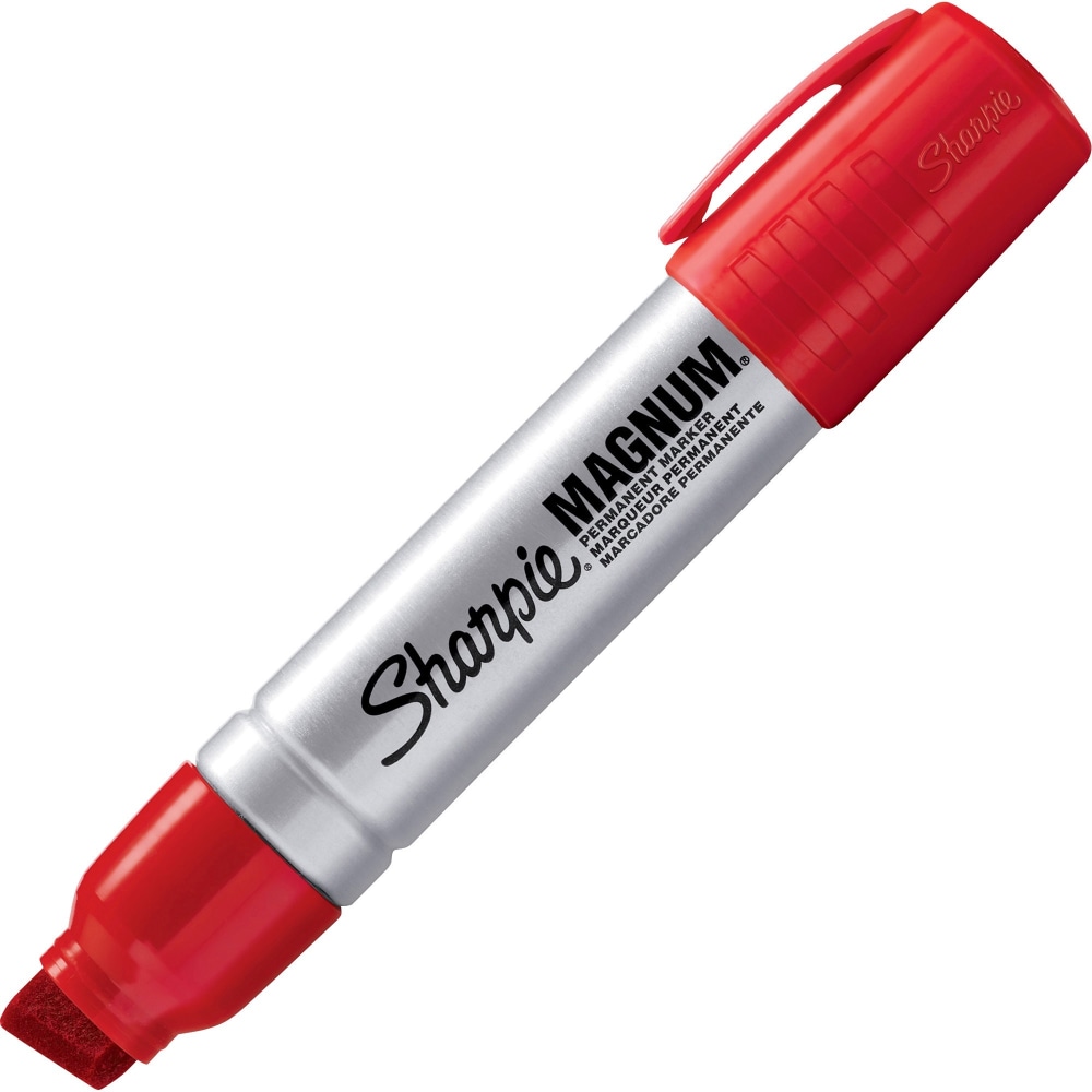 Sharpie Magnum Permanent Marker - Jumbo Marker Point - 15.875 mm Marker Point Size - Chisel Marker Point Style - Red - Plastic Barrel - Felt Tip - 12 / Box (Min Order Qty 2) MPN:44002BX