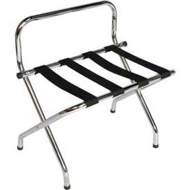 High Back Chrome Luggage Rack with Black Straps 6 Pack - Pkg Qty 6 1055C-BL