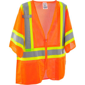 GoVets™ Class 3 Hi-Vis Safety Vest 4 Pockets Two-Tone Mesh Orange L/XL 640OL641