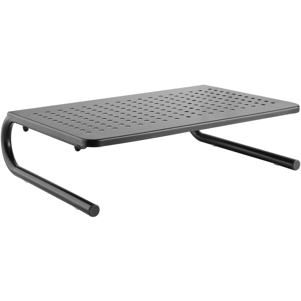 Lorell Monitor/Laptop Stand - 20 lb Load Capacity - 5.5in Height x 14.5in Depth - Desktop - Steel - Black - For Monitor, Notebook - Ventilated, Rubber Pad, Non-skid (Min Order Qty 3) MPN:18330