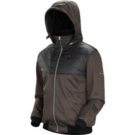 Pioneer® Men's Heated Fleece Hoodie Jacket with Detachable Hood XL Charcoal Mix V3210440U-XL
