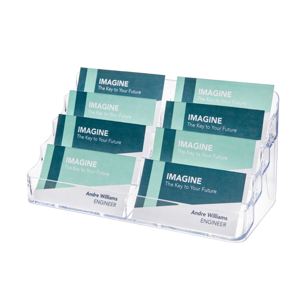 Deflecto 8-Compartment Business Card Holder, 3 7/8inH x 7 7/8inW x 3 5/8inD, Clear, 70801RT (Min Order Qty 31) MPN:70801RT