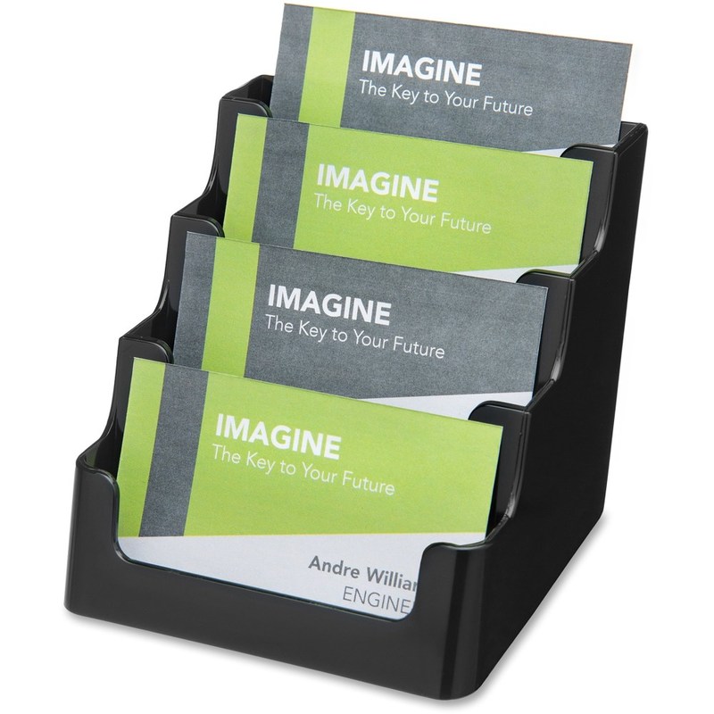 Deflecto 4-Tier Business Card Holder, 3.5in x 3.9in x 4.1in, Black (Min Order Qty 10) MPN:90404