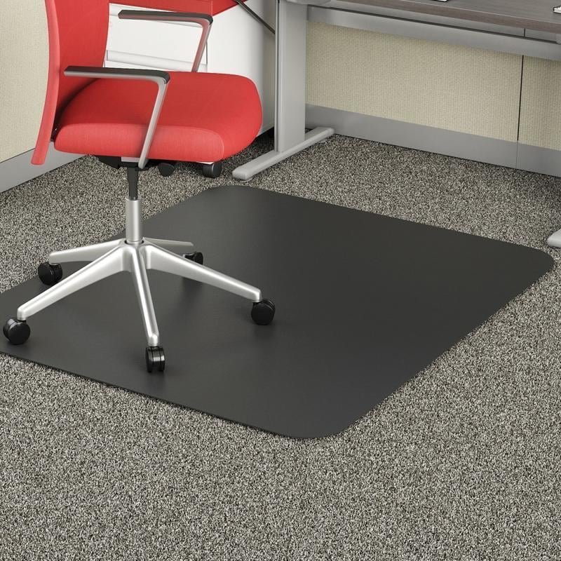 Deflecto Chair Mat For Commercial-Grade Carpeting, 45inW x 53inD, Rectangle, Black MPN:CM11242BLK