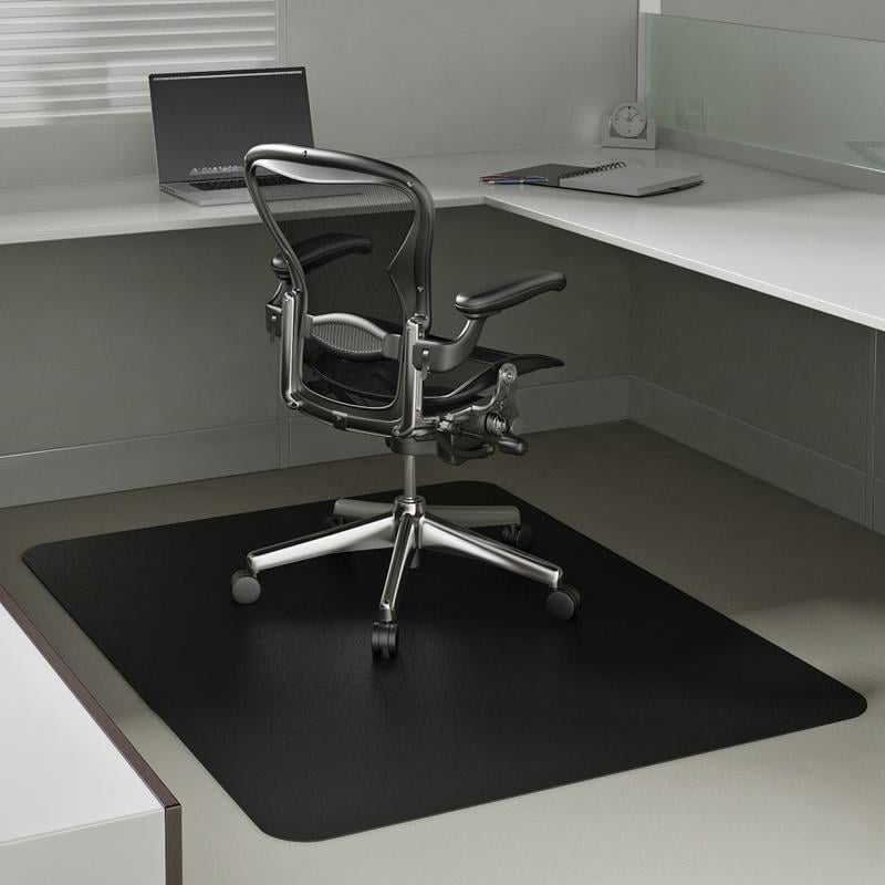 Deflecto Chair Mat For Low-Pile Carpets, For Commercial-Grade Carpeting, 46inW x 60inD, Black MPN:CM11442FBLK