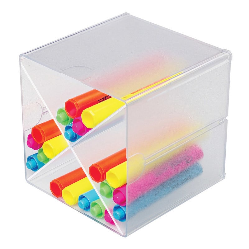 Deflecto Stackable Cube With X Divider, 6inH x 6inW x 6inD, Clear (Min Order Qty 5) MPN:350201