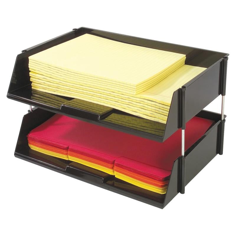 Deflecto Heavy-Duty Side-Loading Letter Tray, 3 1/4inH x 16 1/4inW x 11 3/16inD, Black (Min Order Qty 2) MPN:582704