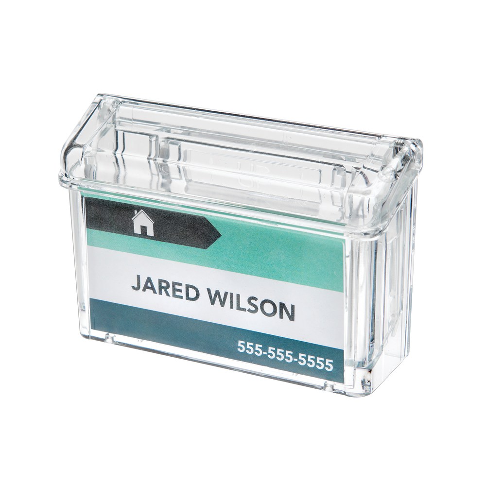 Deflecto Grab-A-Card Outdoor Business Card Holder, 4 1/4inH x 2 7/8inW x 1 1/2inD, Clear (Min Order Qty 11) MPN:70901RT