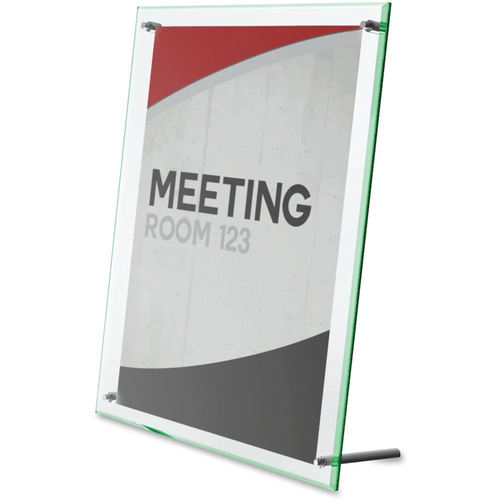 Deflecto Superior Image Beveled Sign Holder - 1 Each - 5in Width x 7in Height - Rectangular Shape - Self-standing, Lightweight, Beveled Edge - Clear, Green (Min Order Qty 6) MPN:799593