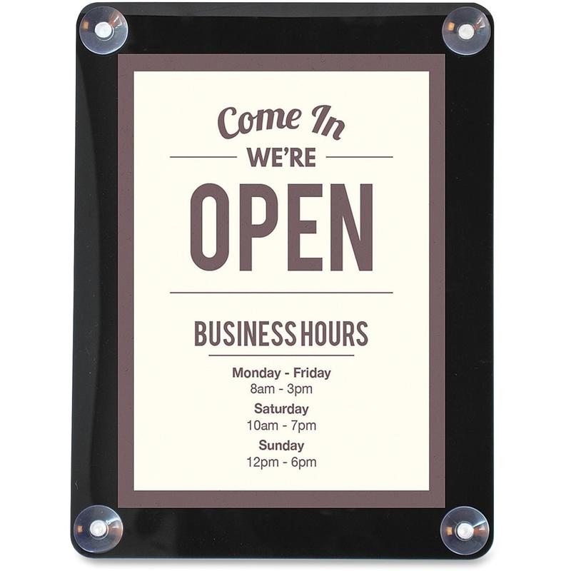 deflecto Double-sided Window Display Sign - 1 Each - Come in, we are open Print/Message - 8.5in Width x 11in Height - Rectangular Shape - UV Resistant, Heat Resistant, Double-sided - Clear (Min Order Qty 2) MPN:899102