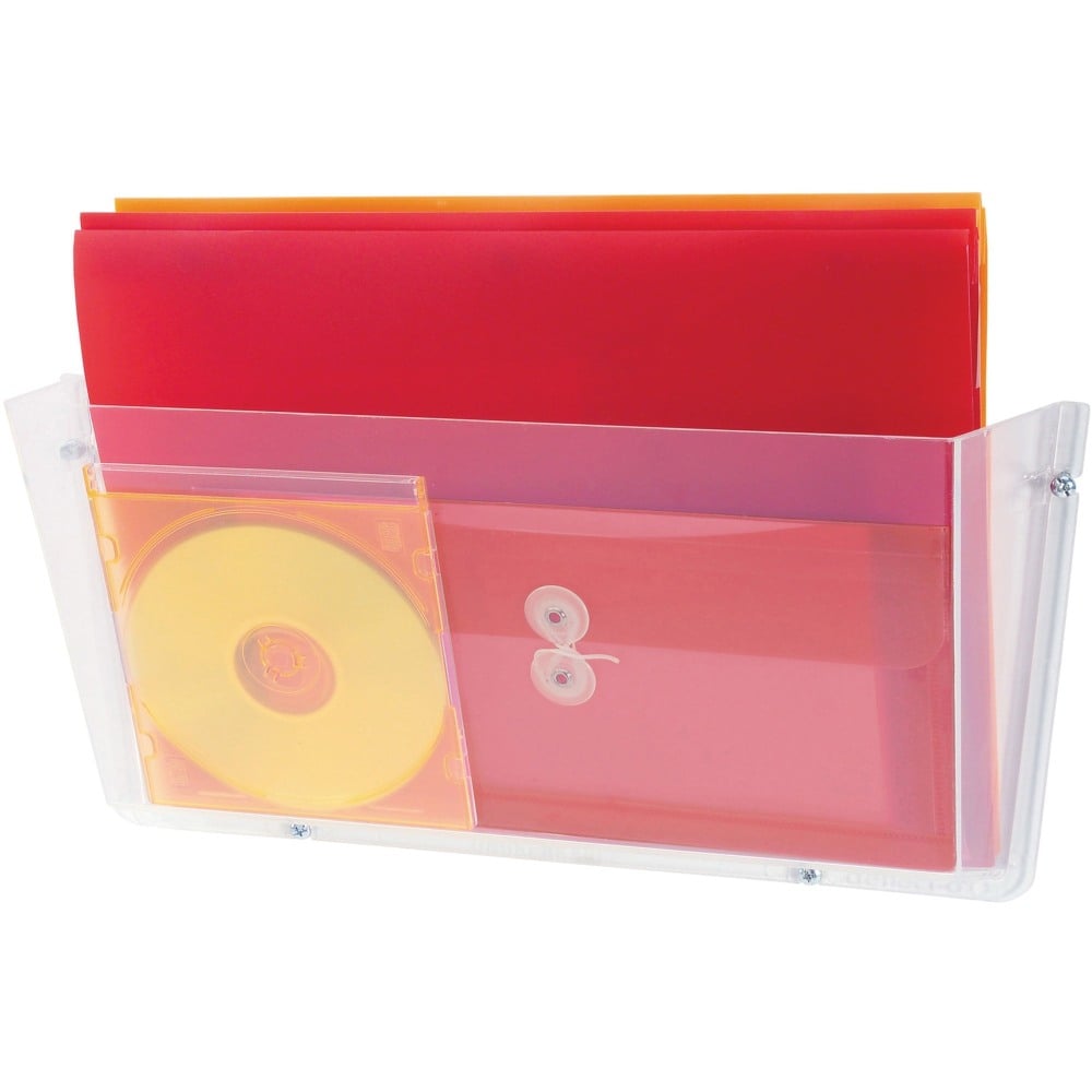 Deflecto Unbreakable Plastic Wall Pockets - 1 Compartment(s) - 6.5in Height x 17.5in Width x 3in Depth - Wall Mountable - Clear - Plastic - 1Each (Min Order Qty 3) MPN:64301