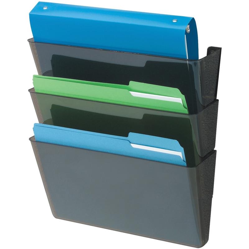 Deflecto DocuPocket Letter Size Wall Files, 19inH x 13inW x 4inD, 50% Recycled, Black, Pack Of 3 Wall Files (Min Order Qty 2) MPN:93604