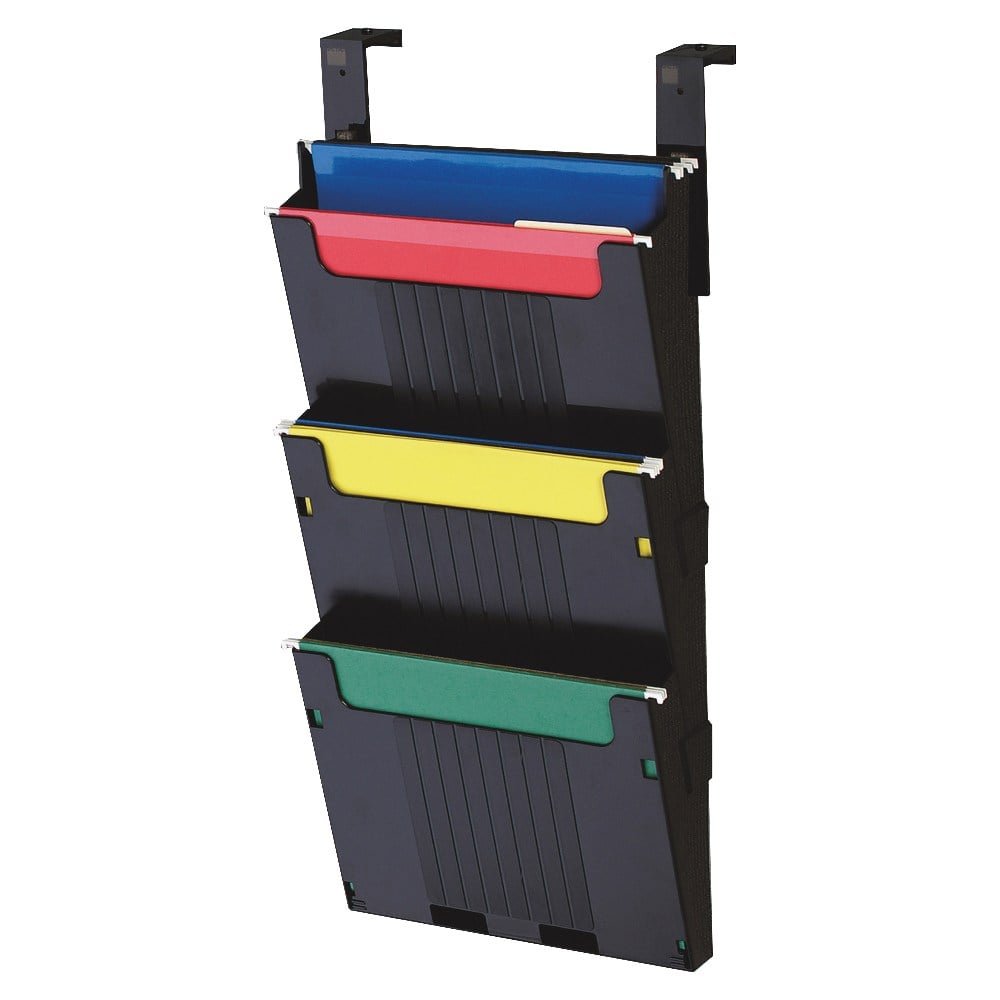 Deflecto 3-Pocket Partition Pocket System, 25inH x 12-5/8inW x 3-15/16inD, Black MPN:OPS104