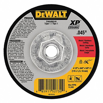 Abrasive Cut-Off Wheel 0.045 Thick MPN:DWA8951H