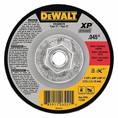 Abrasive Cut-Off Wheel 0.045 Thick MPN:DWA8957H