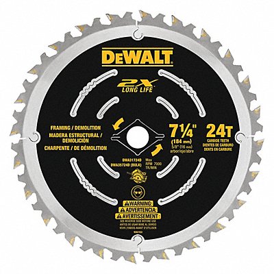 Circular Saw Blade Blade Dia 7-1/4 in. MPN:DWA31724D