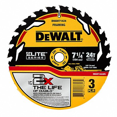 Circular Saw Blade 7000 RPM 24 Teeth PK3 MPN:DWAW714243PK