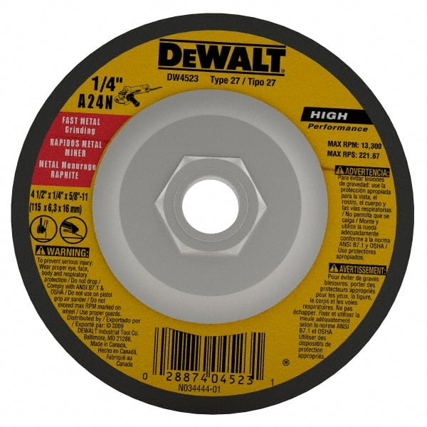 Depressed Grinding Wheel:  Type 27,  4-1/2