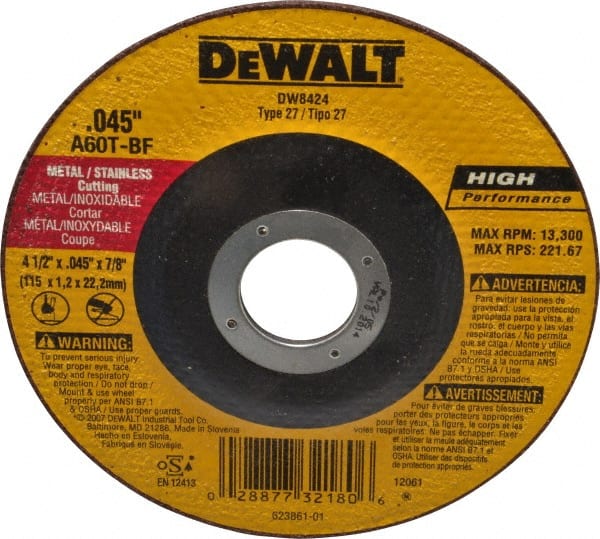 Depressed Grinding Wheel:  Type 27,  4-1/2