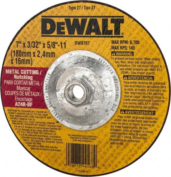 Depressed Grinding Wheel:  Type 27 & Type 42,  7