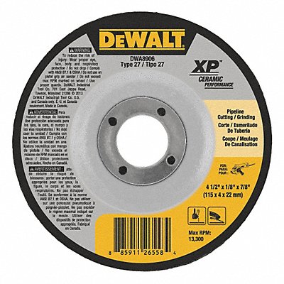 Cut-Off Wheel 13300 rpm 4-1/2 dia. MPN:DWA8906