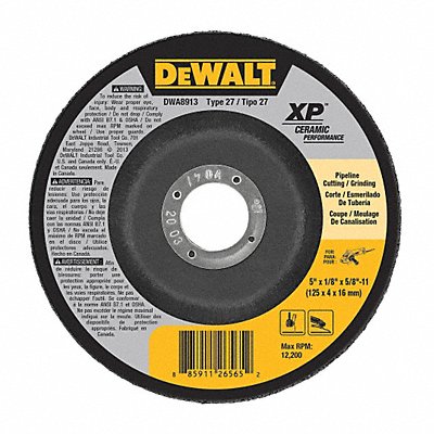 Cut-Off Wheel 12200 rpm 5 Dia Type 27 MPN:DWA8913