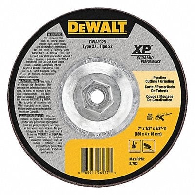 Cut-Off Wheel 8700 rpm 7 Dia Type 27 MPN:DWA8925