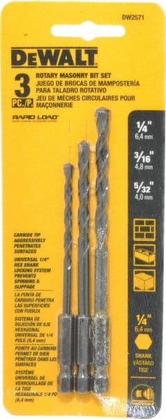 Drill Bit Set: Hammer Drill Bits, 3 Pc, 135 ° MPN:DW2571