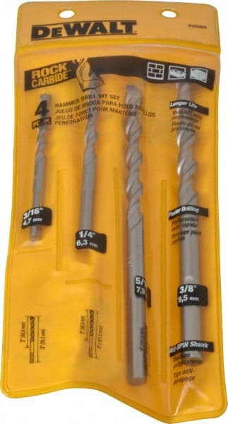 Drill Bit Set: Hammer Drill Bits, 4 Pc, 0 ° MPN:DW5204