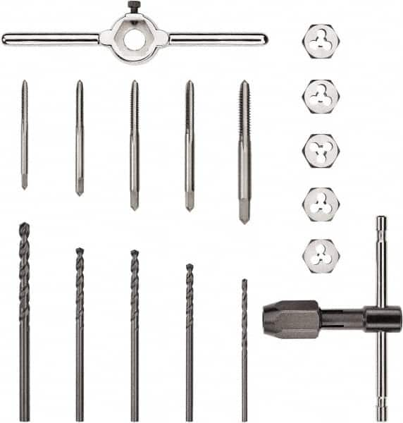 Tap & Die Set: #6-32 to 1/4-20 Taps, #6-32 to 1/4-20 Dies, UNC MPN:DWA1451