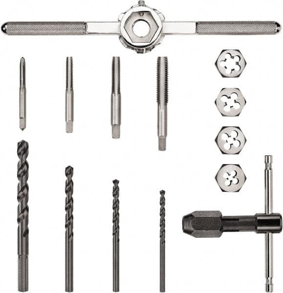 Tap & Die Set: 1/4-20 to 1/2-13 Taps, 1/4-20 to 1/2-13 Dies, UNC MPN:DWA1452