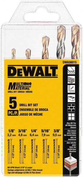 Drill Bit Set: Hammer Drill Bits, 5 Pc, 0.125