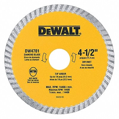 Diamond Saw Blade Blade Dia 4-1/2 in. MPN:DW4701