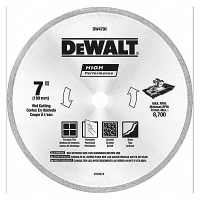 Diamond Saw Blade Blade Dia 7 in. MPN:DW4791