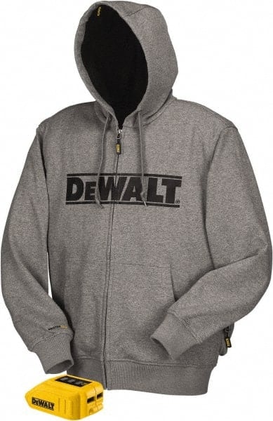Heated Jacket: Size X-Large, Gray, Polyester MPN:DCHJ080B-XL