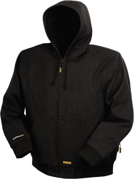 Heated Jacket: Size Large, Black, Cotton MPN:DCHJ076ATD1-L